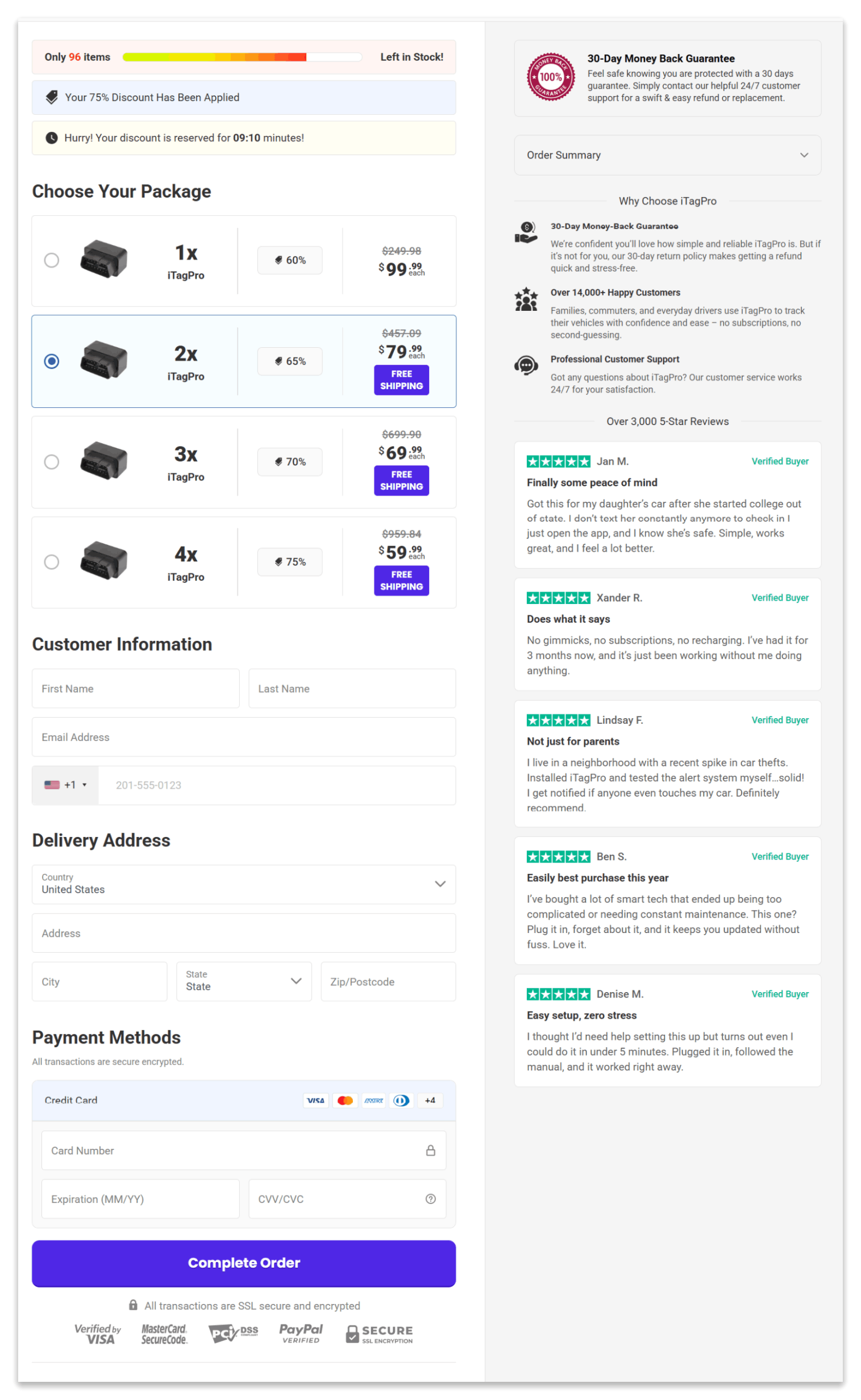 iTagPro Car GPS Tracker secure checkout page
